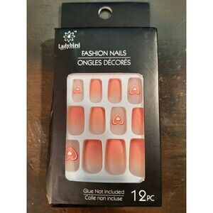 Ladybird Fashion Nails Hearts Pink Set Of 12 Glue Not Included
